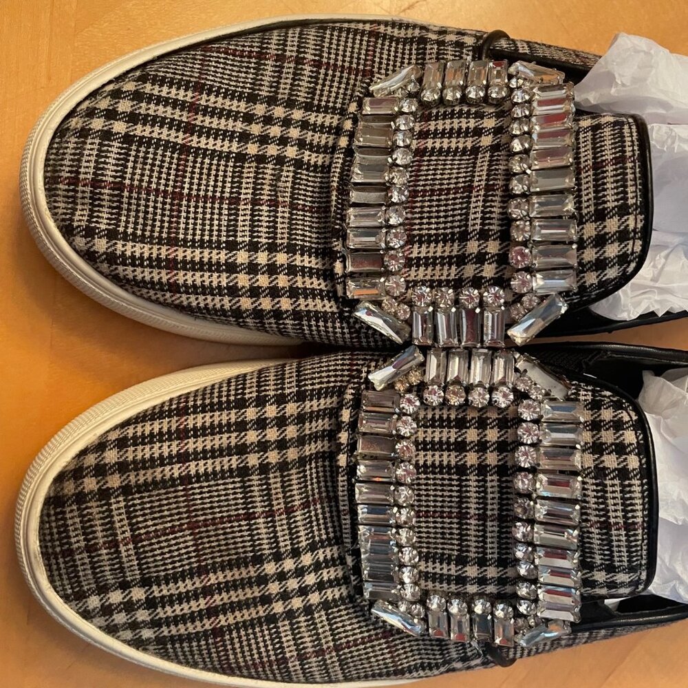 Karl Lagerfeld Women Slip-On Brown/Black/White Slip-On Shoes 8M